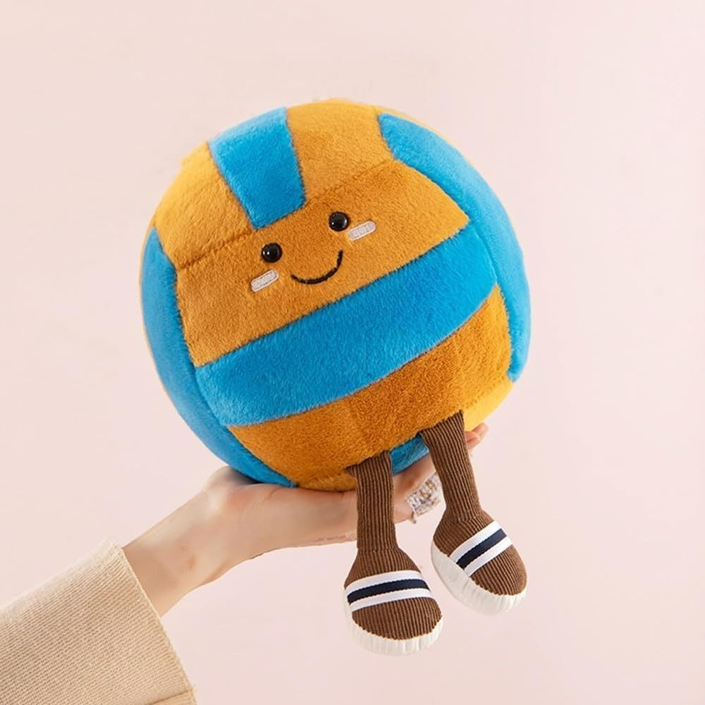 12" Volleyball Plush Toys Blue & Yellow Soft Stuffed Sports Plush Balls